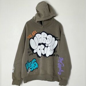 zara boys pullover hoodie with skater graffiti graphics multicolor sweatshirt
